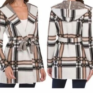 Christian Soriano Plaid Hooded Belted Cardigan